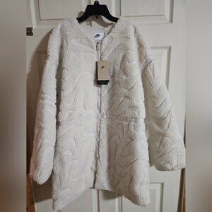 Nike Women's Sportswear Loose Jacket: FAUX FUR: IVORY: NEW WITH TAGS: SIZE L
